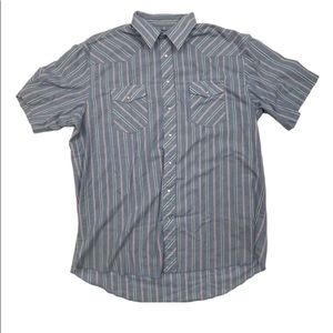 Vintage Wrangler western wear striped button up short sleeve shirt